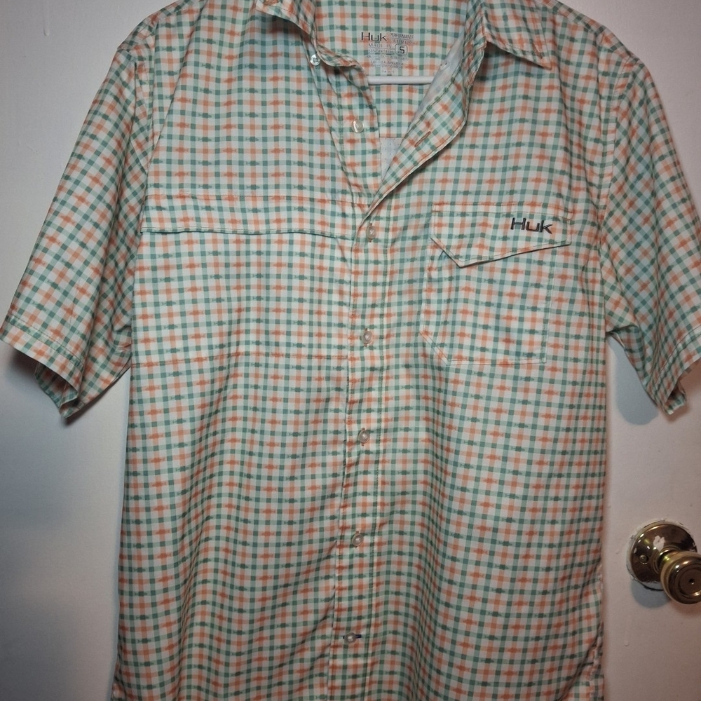 Huk Men's Checkered Shirt -‎ Green and Orange